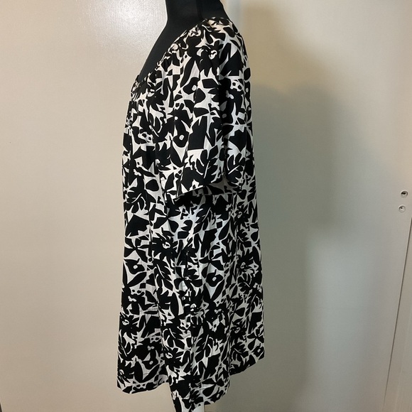 14. Free Assembly Black and White Square Neck Patterned Short Sleeve Dress Sz S - Picture 8 of 10